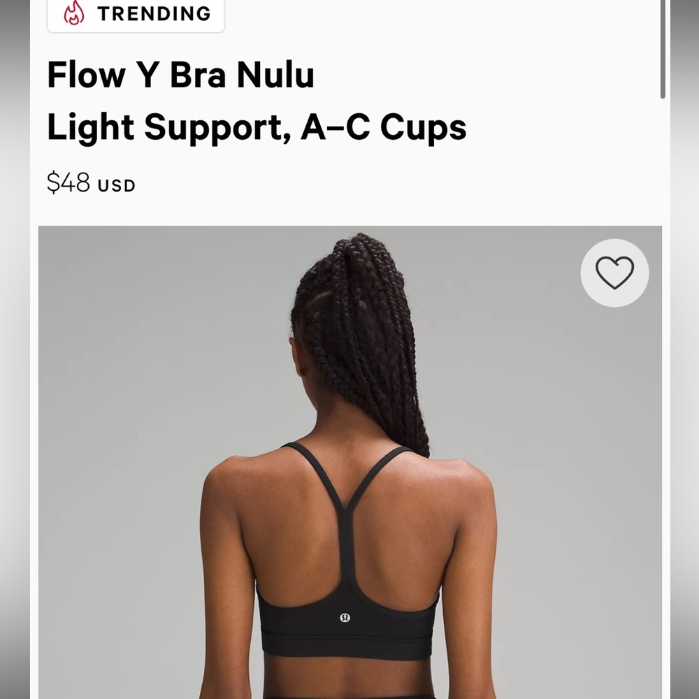 Lululemon Flow Y Bra Nulu Light Support workout bra. Black